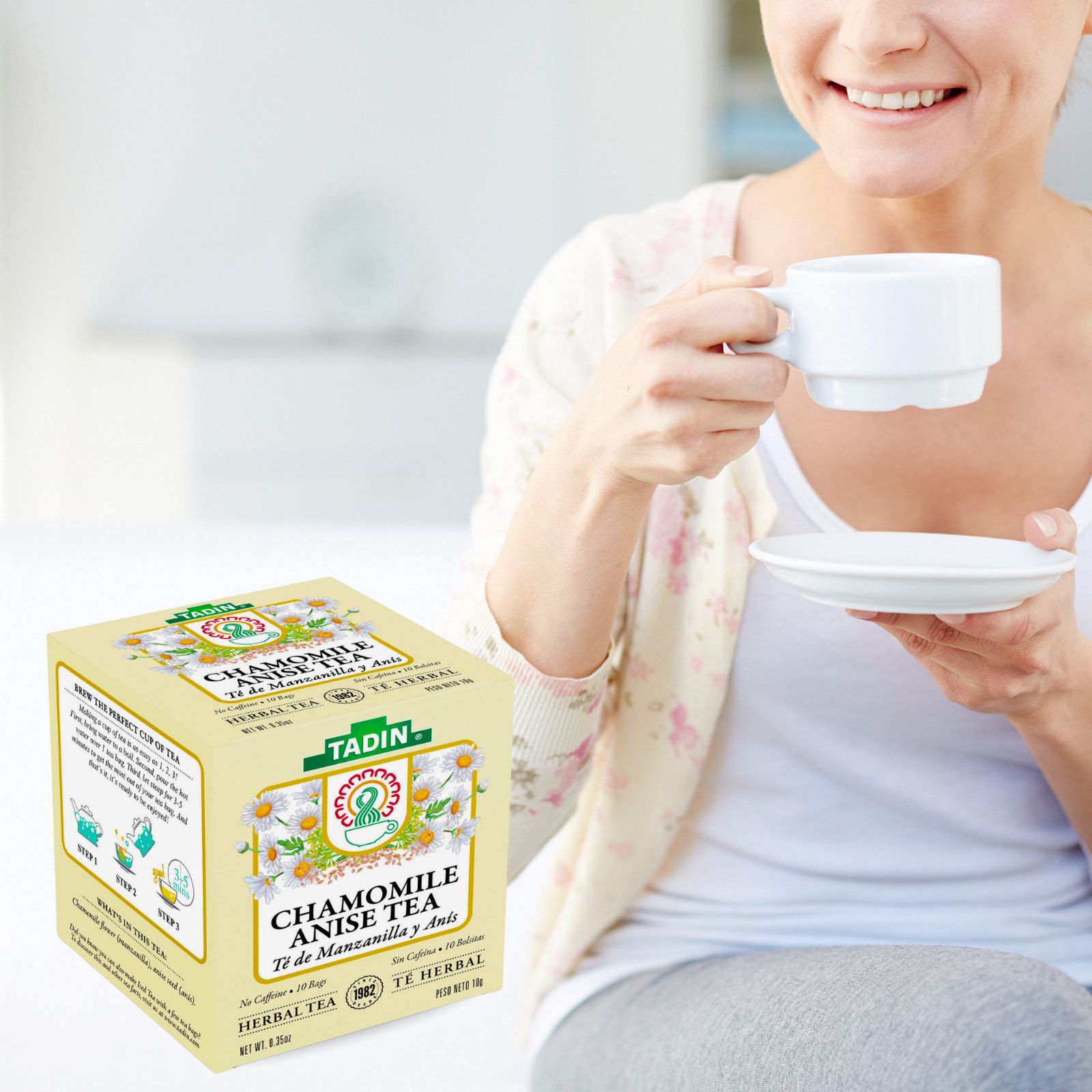 Tadin Chamomile Anise Tea, 10 Tea Bags 0.35 fl oz, Caffeine-Free