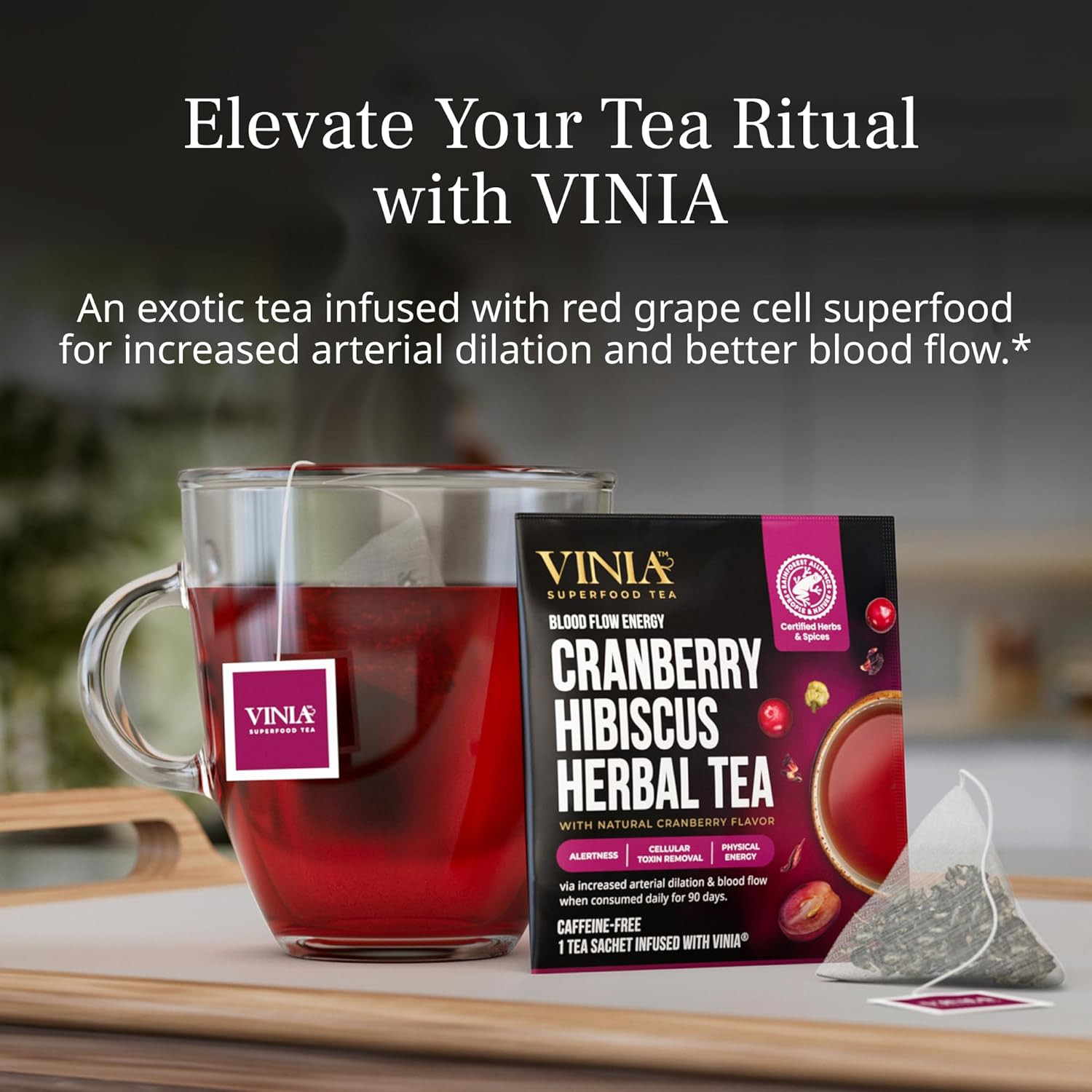Cranberry Hibiscus Herbal Tea Bags, Made with Organic Herbal Tea, Infused with P