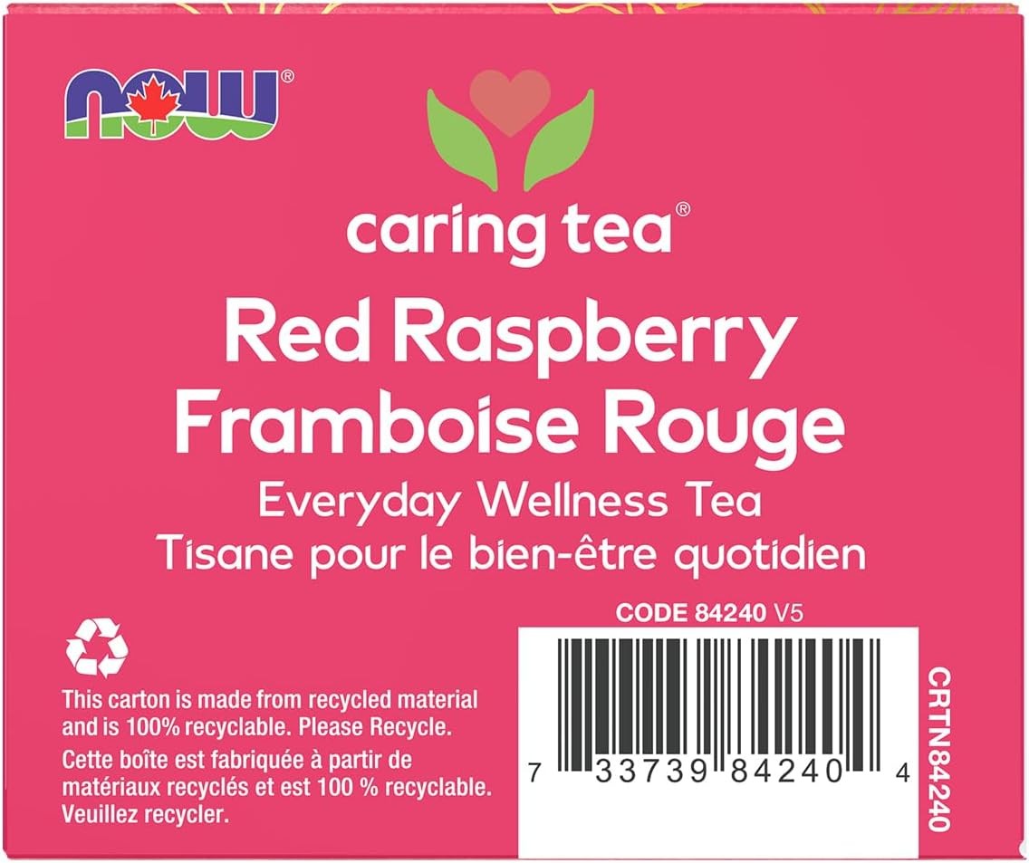 NOW Caring Tea, Red Raspberry – 24 Tea Bags