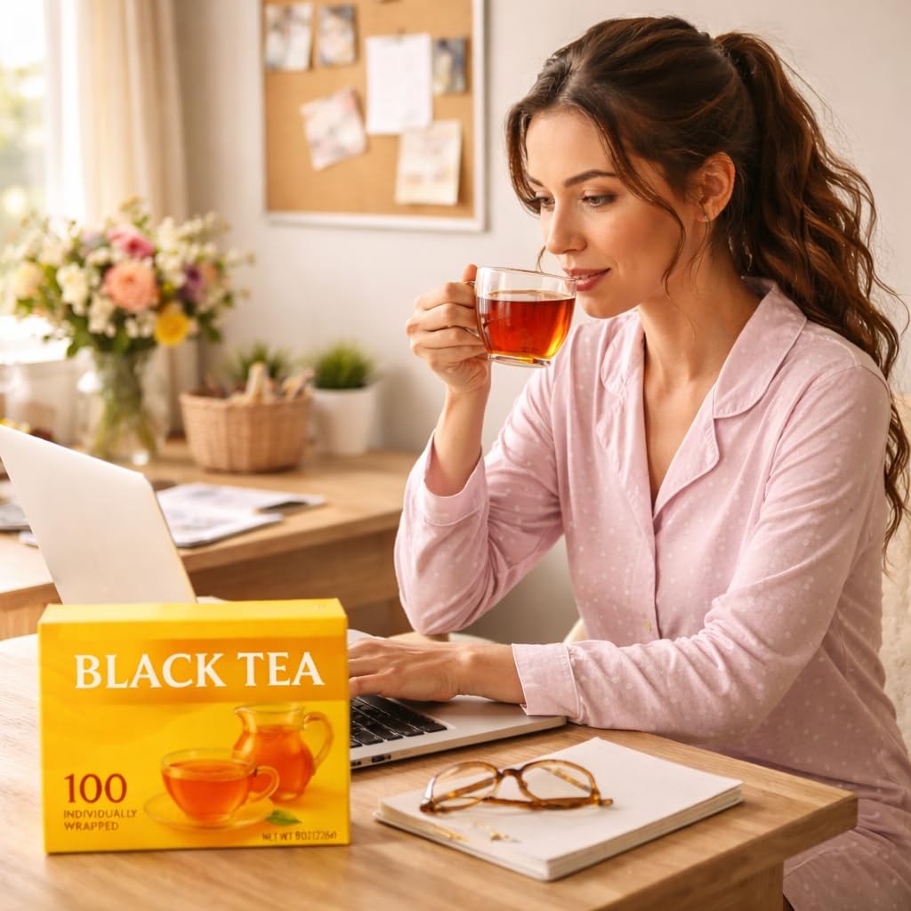 Black Tea Bags Individually Wrapped 100 Count Hot or Iced Tea Black Tea 100
