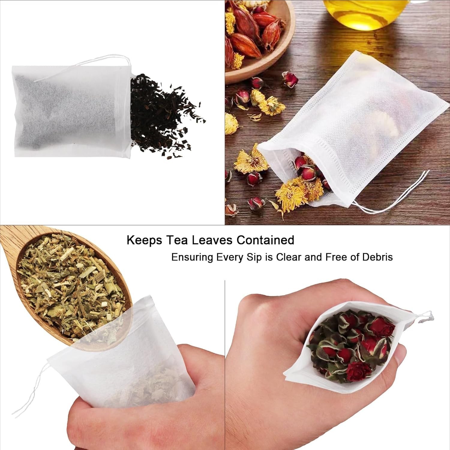 100Pcs Tea Bags for Loose Leaf Tea,3.15 x 3.94 inches Empty Tea Bags,Disposab…