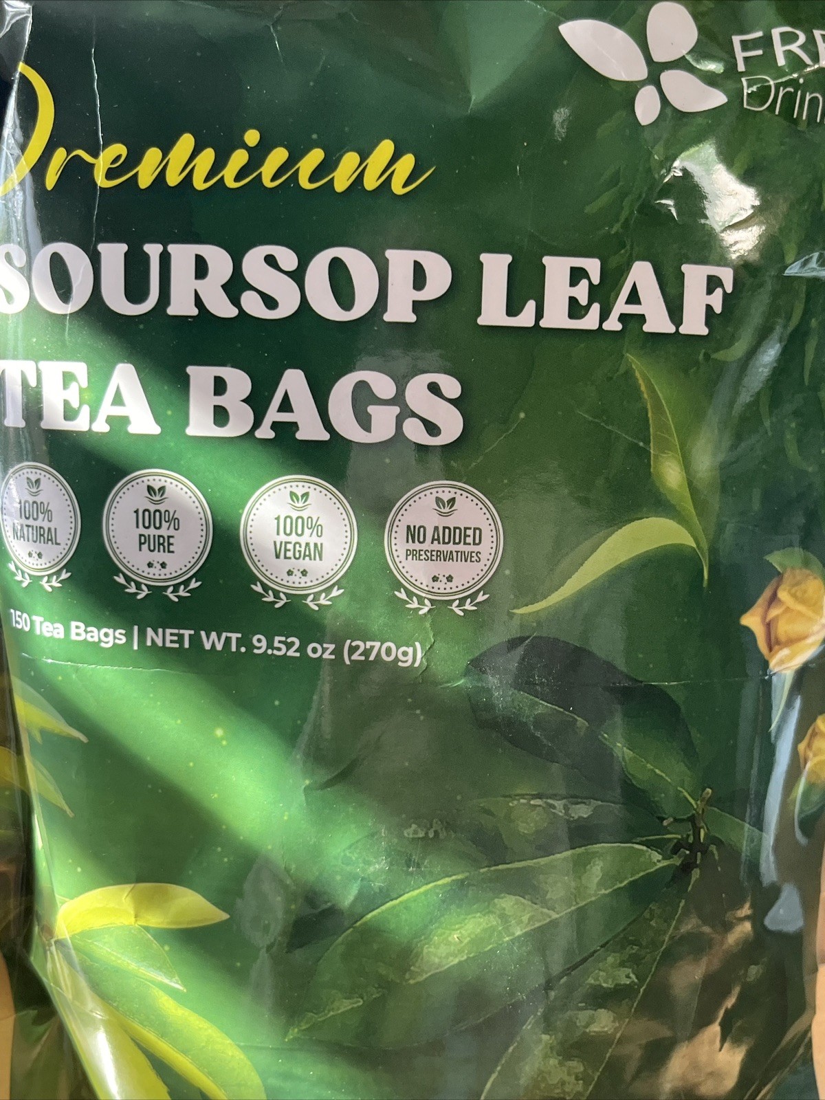 150 Premium Soursop Graviola Leaf Tea Bags – 100% Natural, Caffeine-Free, Gluten