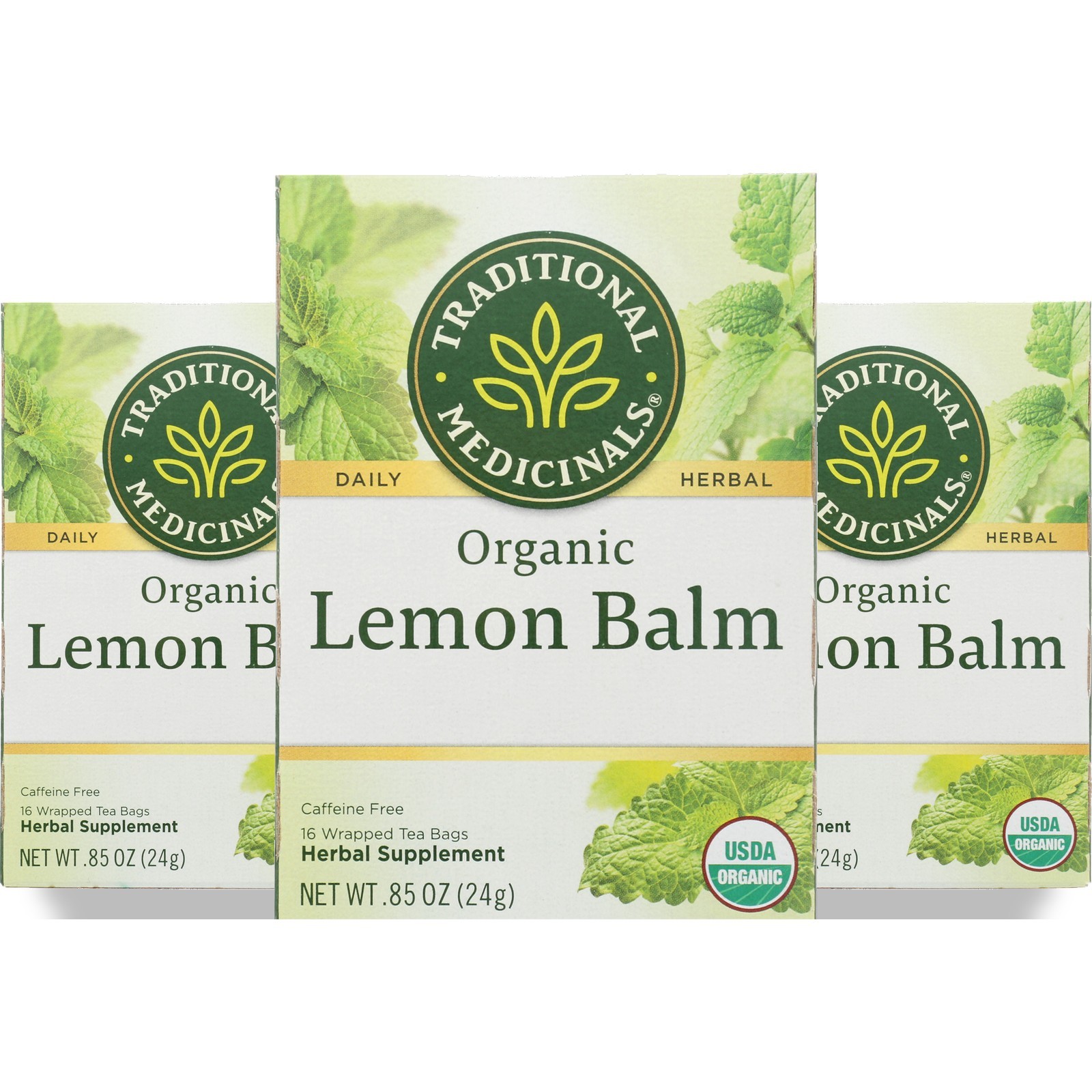 Traditional Medicinals Organic Lemon Balm Herbal Tea 16 Bags 3 Pack