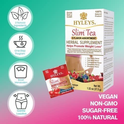 Hyleys Slim Tea 5 Flavors Weight Loss Herbal Supplement Cleanse & Detox – 25 Bag