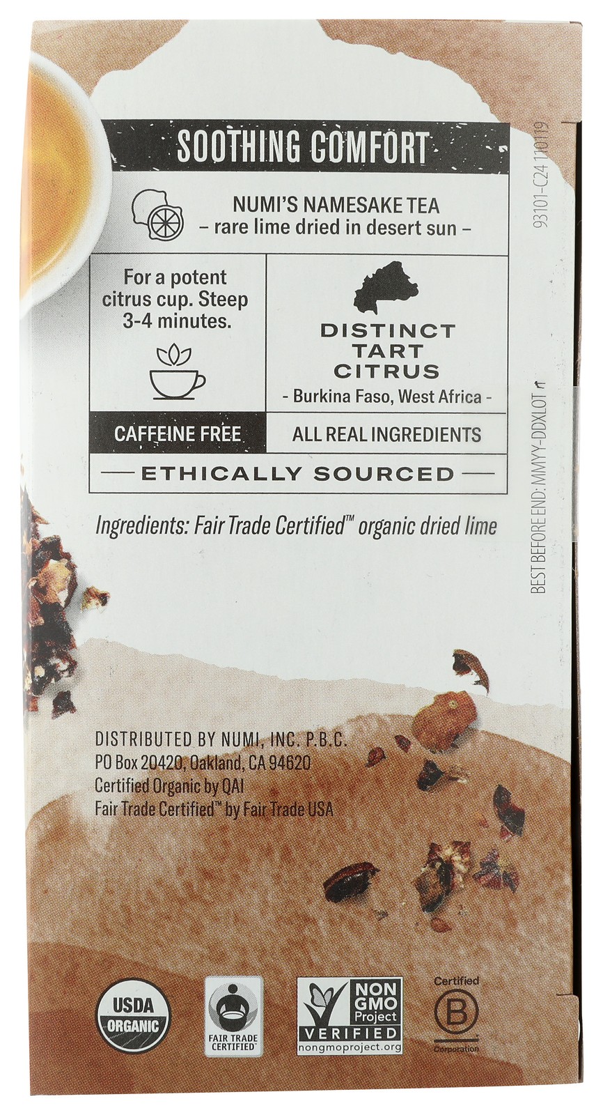 Numi Dry Desert Lime Herbal Tea Organic Caffeine Free 1.4 Oz 1 Pack