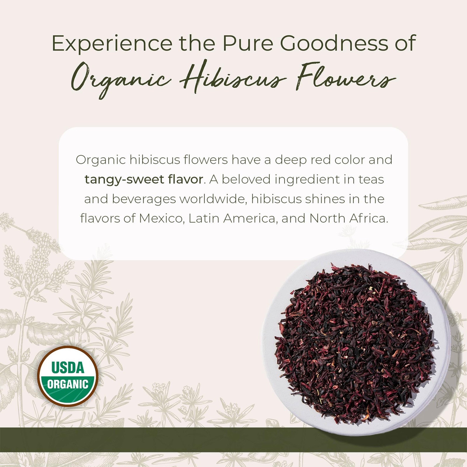 Organic Hibiscus Flowers – 16 Ounce (Pack of 1), No Color