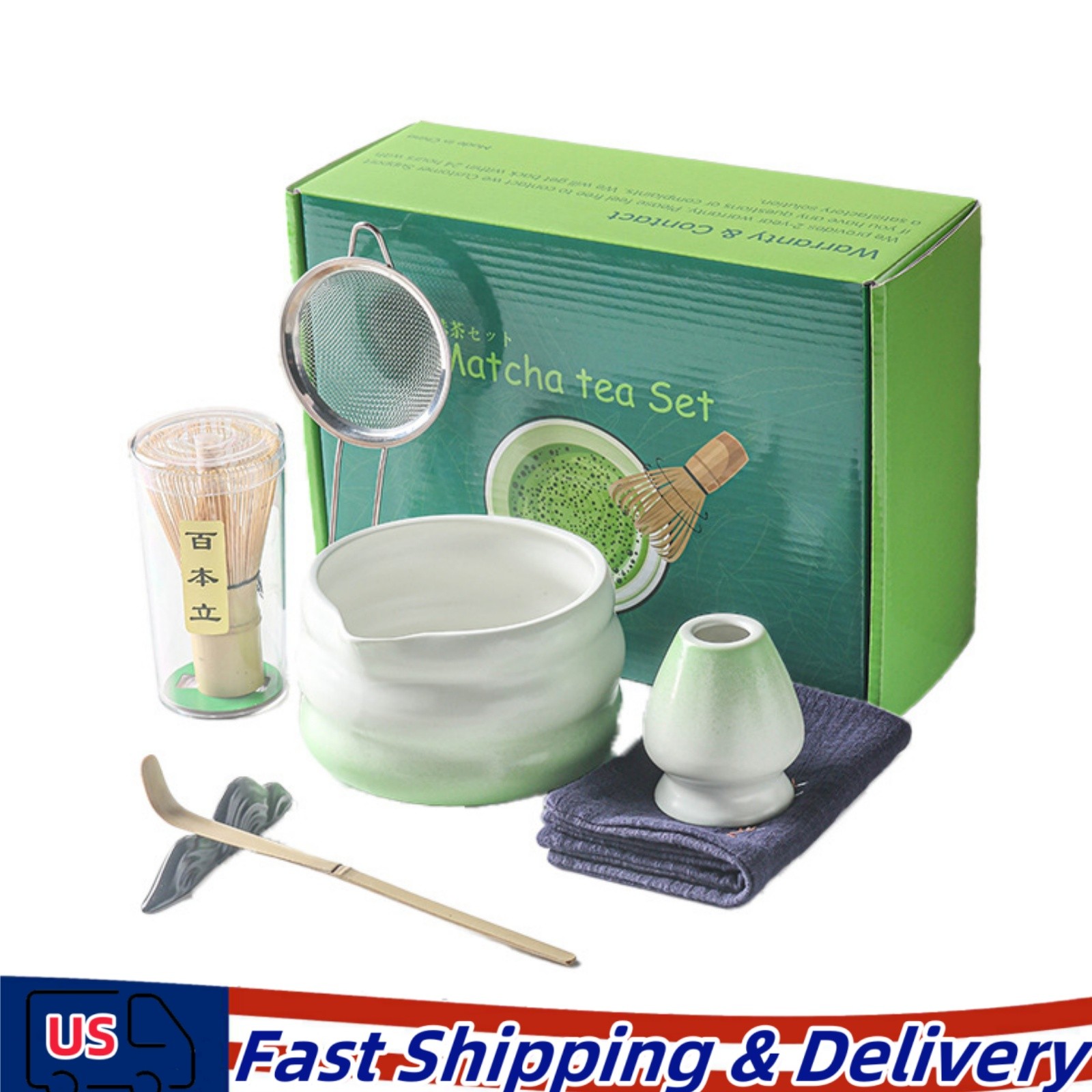 Matcha Whisk Set 7 PCS Ceramic Matcha Kit Includes Matcha Bowl & Scoop & Sifter