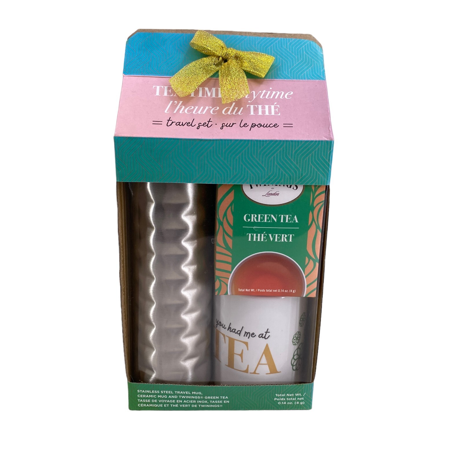 NEW Teatime Twinings Travel Set Anytime Stainless-Steel Tumbler Ceramic Mug Tea