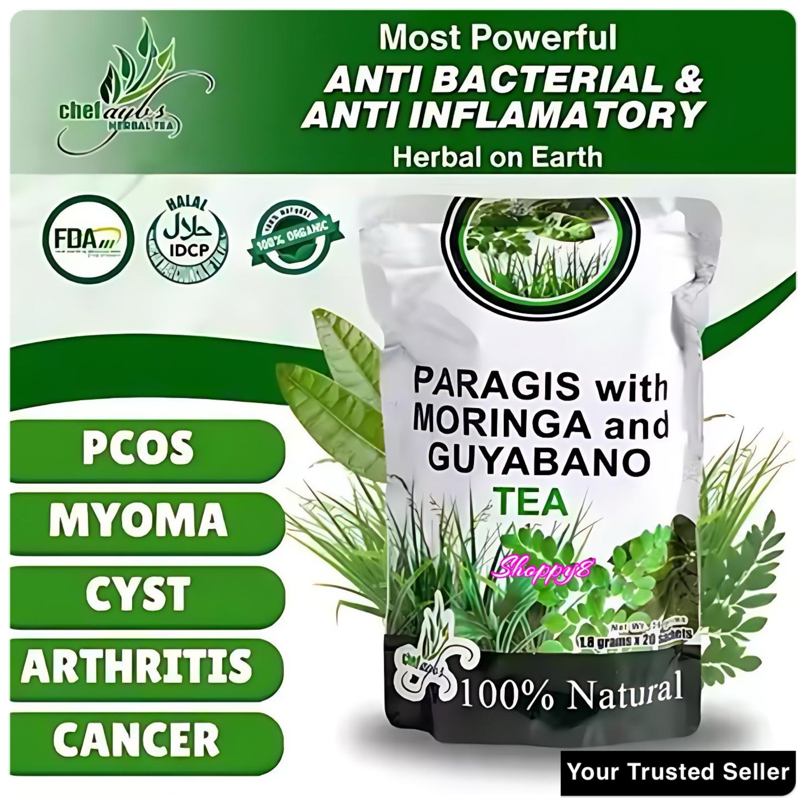 Chef Aybs Paragis Gold 900mg 60 Caps + Paragis Moringa & Guyabano Tea 20 Sachets