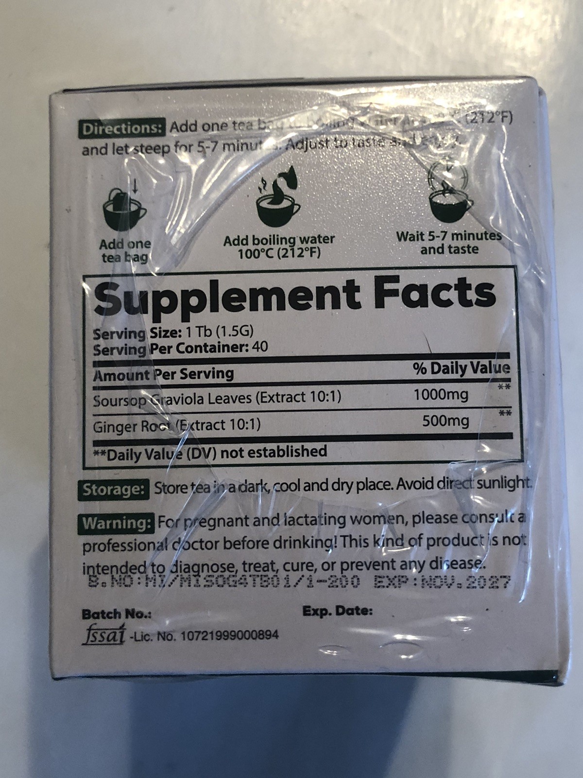 2 Boxes 80 Premium Milivol Soursop Ginger Root Leaf Tea Bags 100% Natural Pure