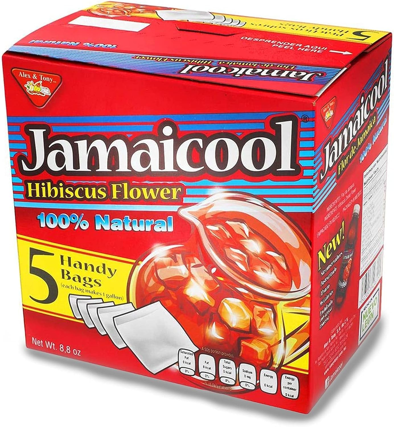 Jamaicool Hibiscus Flowers 100% Natural (5 Handy Bags, Each Makes 1 Gallon) –