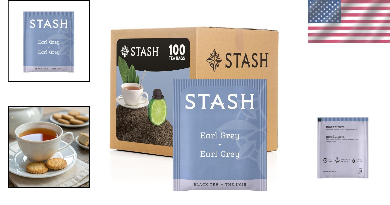 Earl Grey Black Tea, 100 Allergen-Free Tea Bags for Any Occasion