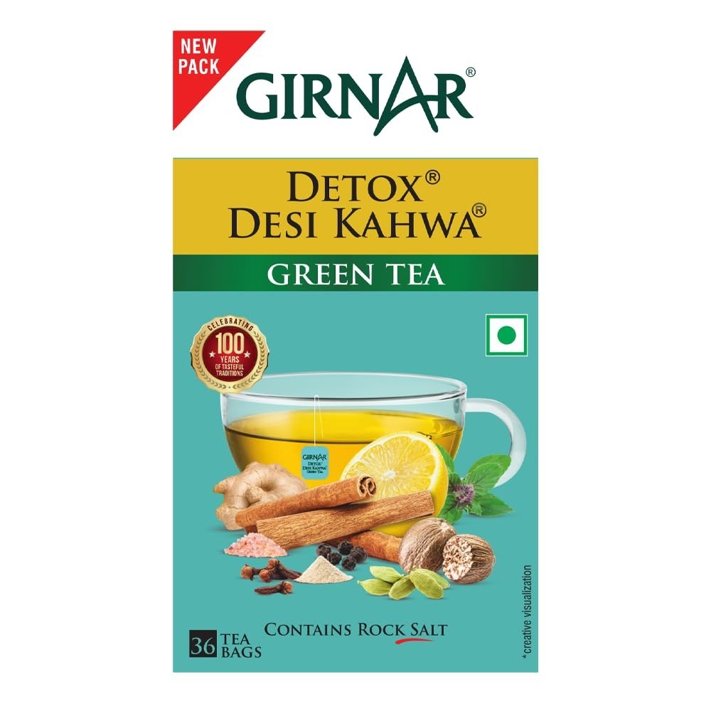 Girnar Kahwa Green Tea 36 Bags 90g Herbal Spiced Detox Tea