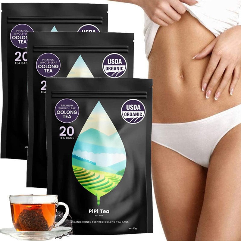 PiPi Tea Organic Oolong Tea Bags – Whole Leaf, 20 Bags (4g Each) – Cortisol & Ca