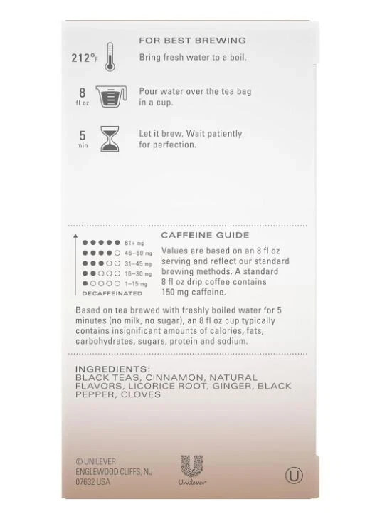 TAZO Vanilla Caramel Chai Tea, 6 Boxes, 120 Teabags BB 02/2027