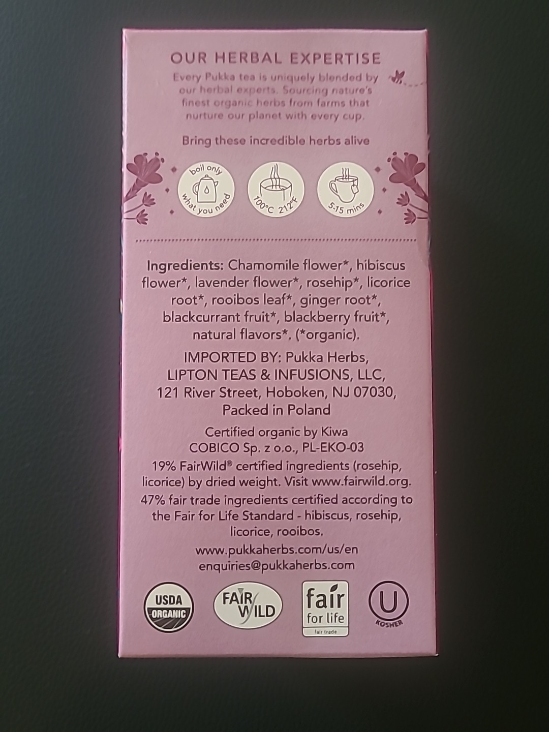 Pukka Organic Night Time Berry Tea 20 Sachets Herbal Caffeine Free