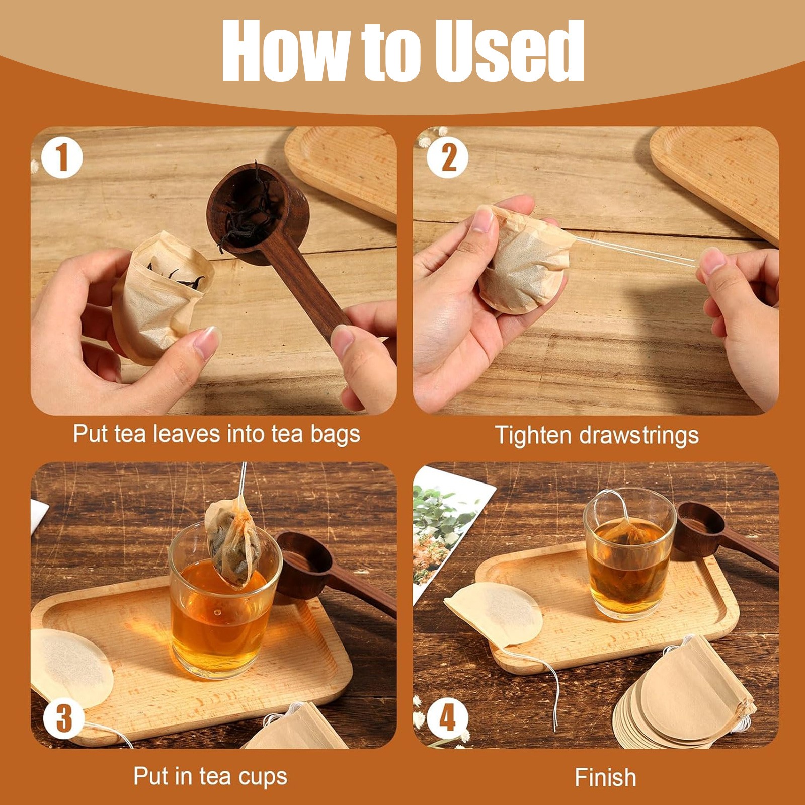 300PCS Tea Filter Bags Disposable Empty Teabag Drawstring Infuser for Loose Leaf