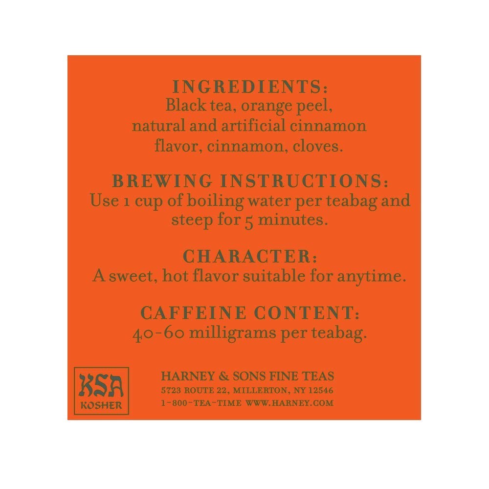 Aromatic Harney and Sons 50-Count Hot Cinnamon Spice Tea with Orange & Cloves