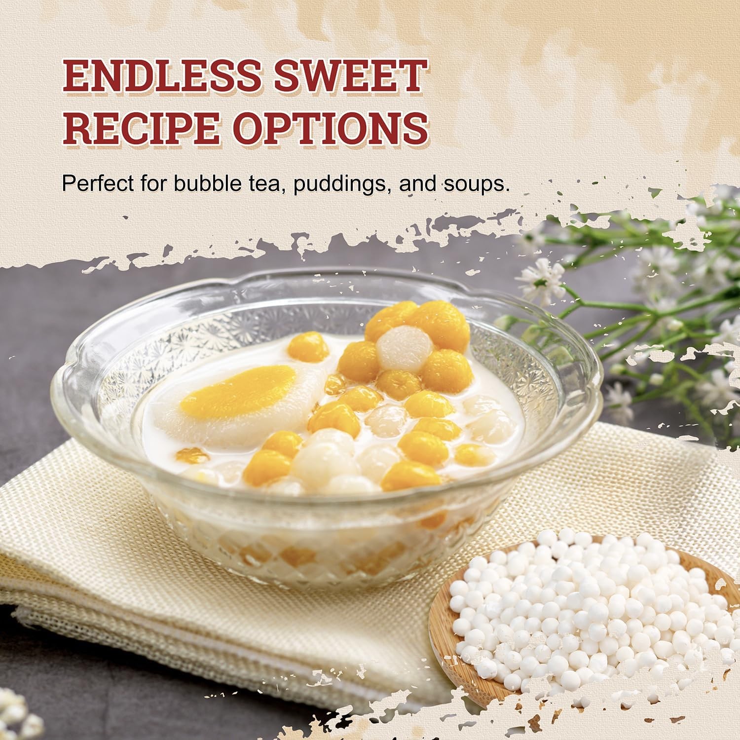 52USA Sago Pearls, Small Tapioca Pearls 1.1 lbs 500g, White Sago for Desserts…