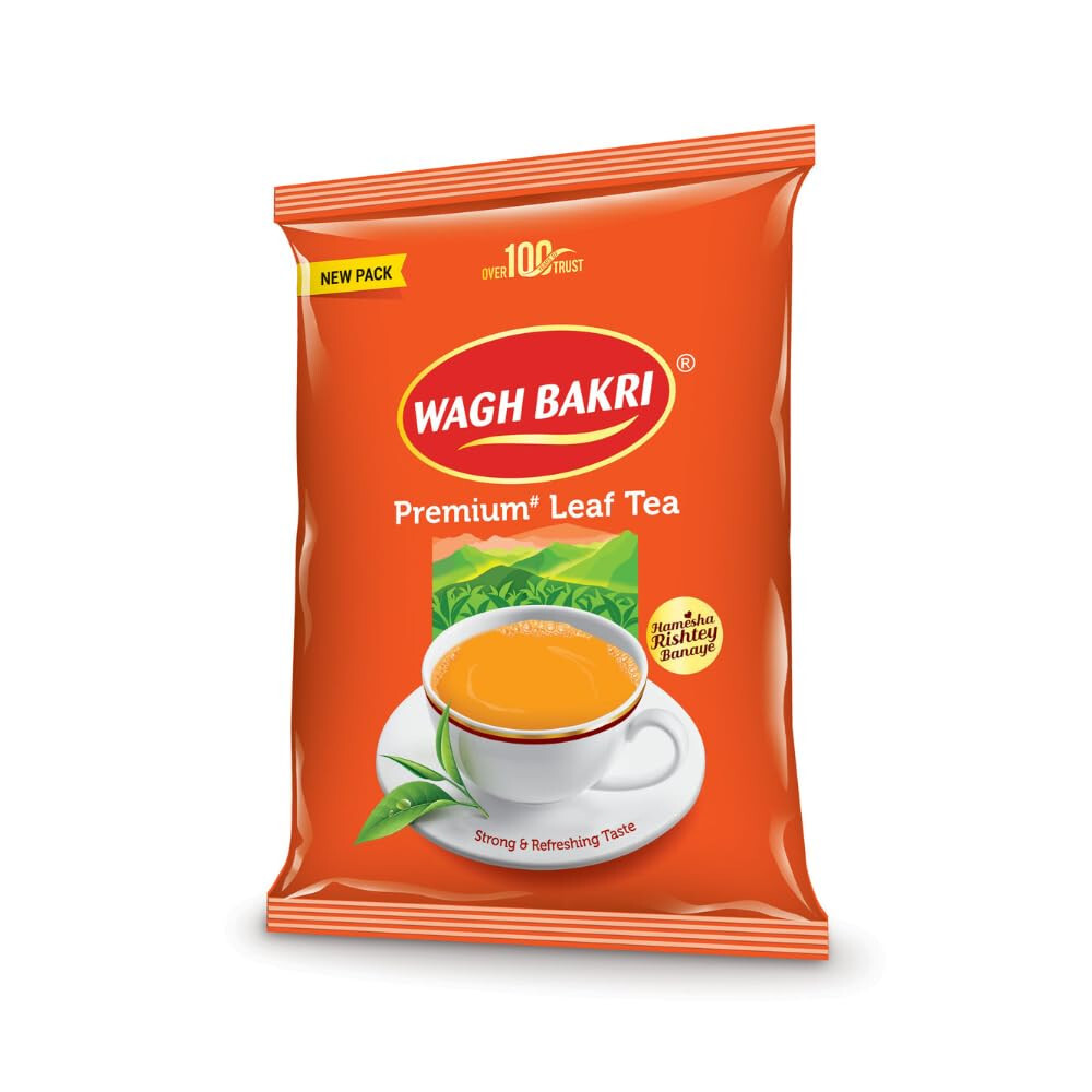 Wagh Bakri Premium Leaf Tea -Loose Leaves Jar-Great Taste From India-1KG -FreeS