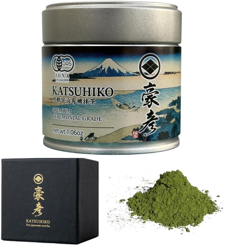 KATSUHIKO Premium Uji Organic Matcha Ceremonial Grade Green Tea Powder 30g Japan