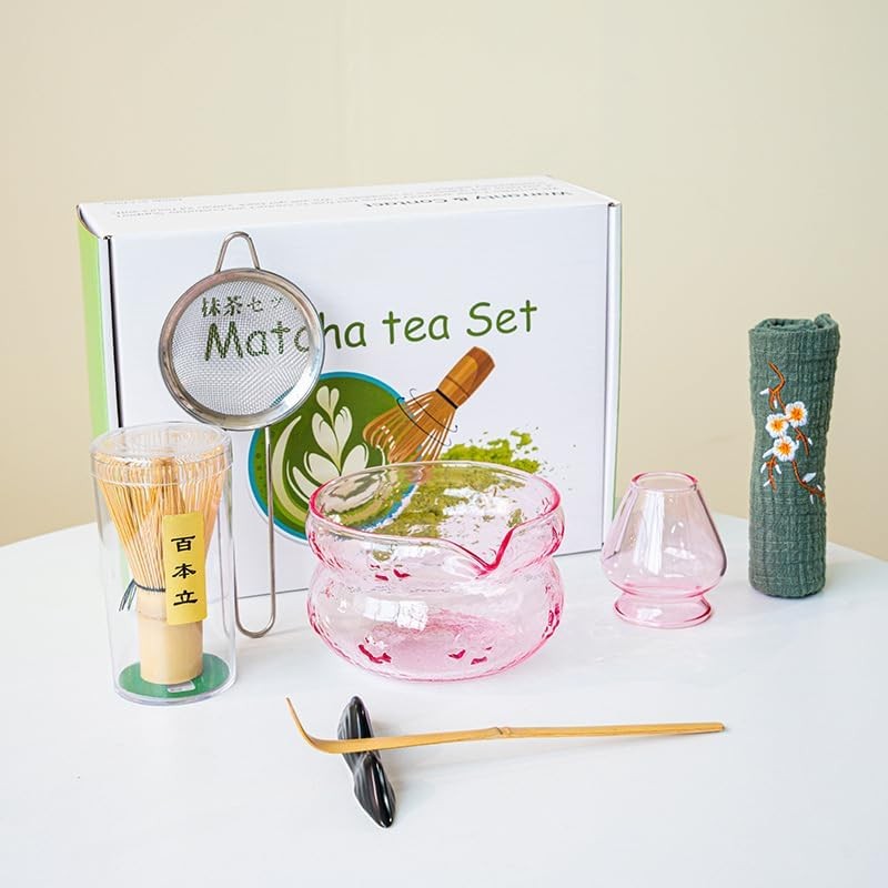 7 Pcs Glass Matcha Whisk Set Matcha Tea Kit for Matcha Lovers Matcha Tea Set US