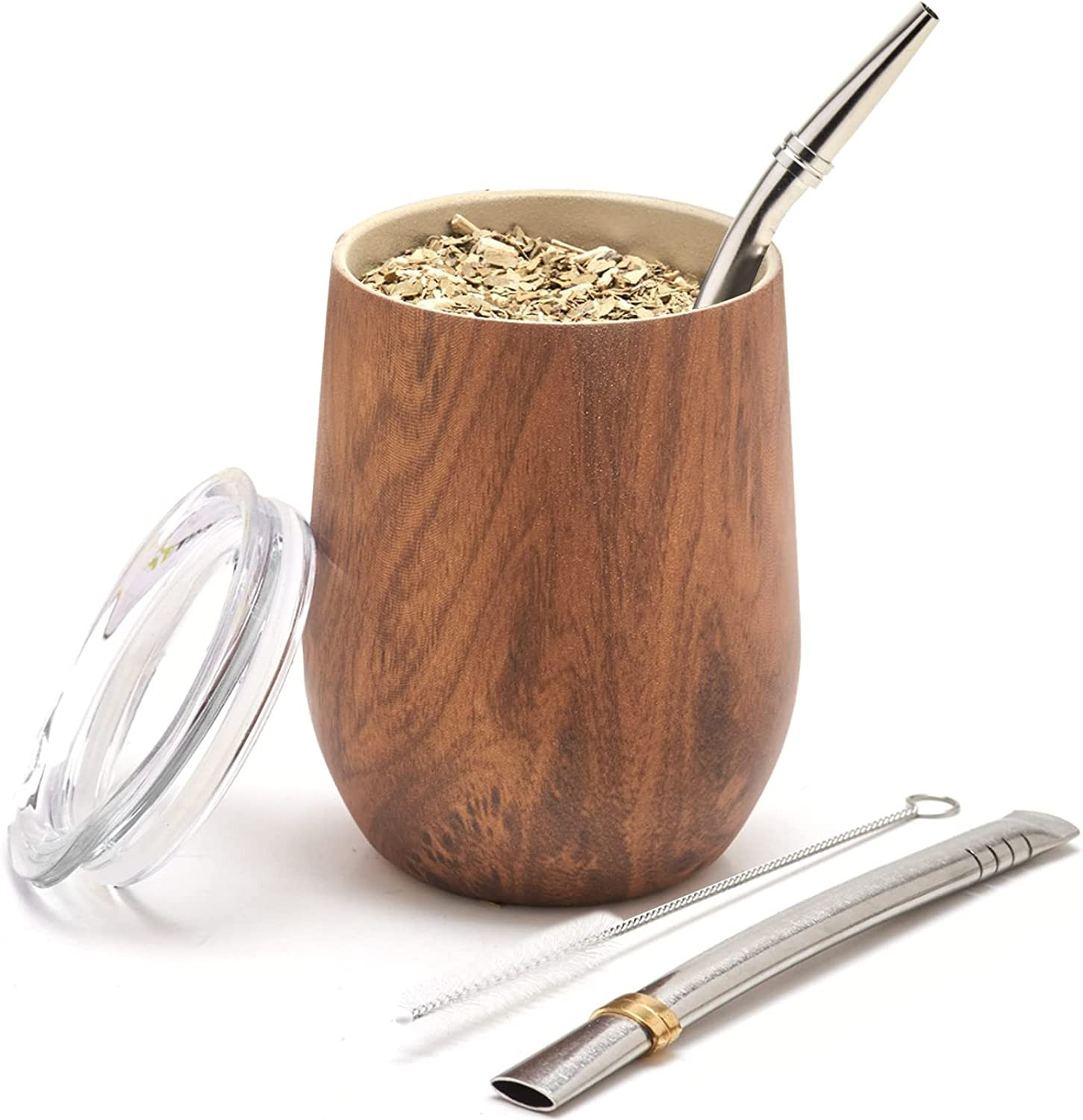 BALIBETOV Premium Stainless Steel Yerba Mate Gourd Set, 5 Pcs Including 12 Oz Go