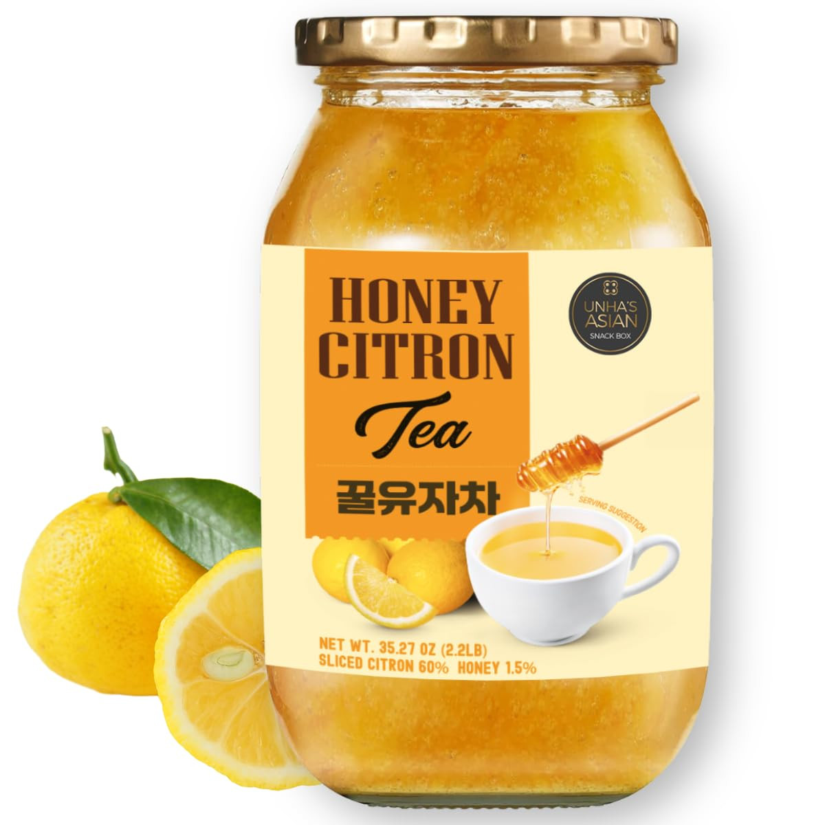 Korean Honey Sliced Citron Tea (2.2Lb/1000G) – Sliced Yuzu with Real Honey for H