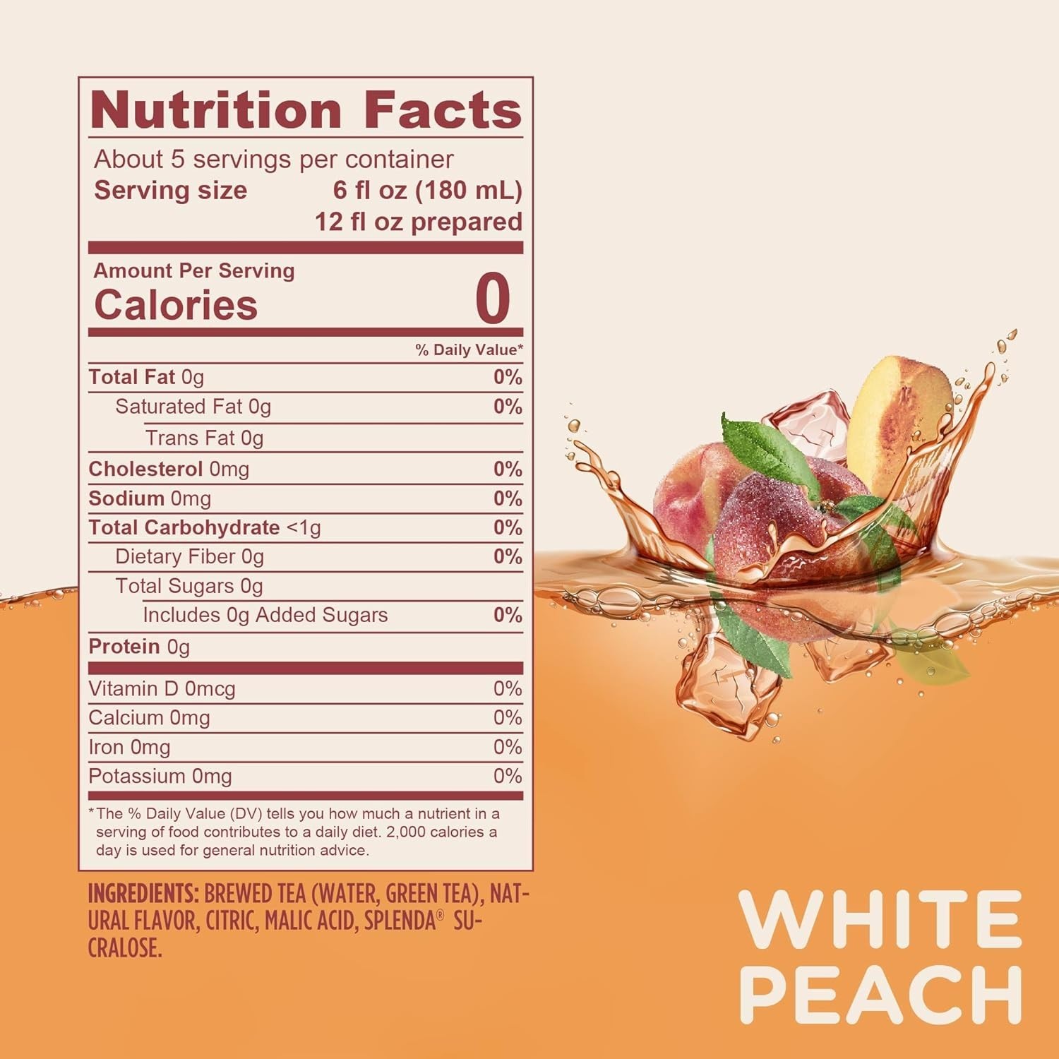 Gluten-Free White Peach Tea Concentrate – 32 Fl Oz Instant Refreshment