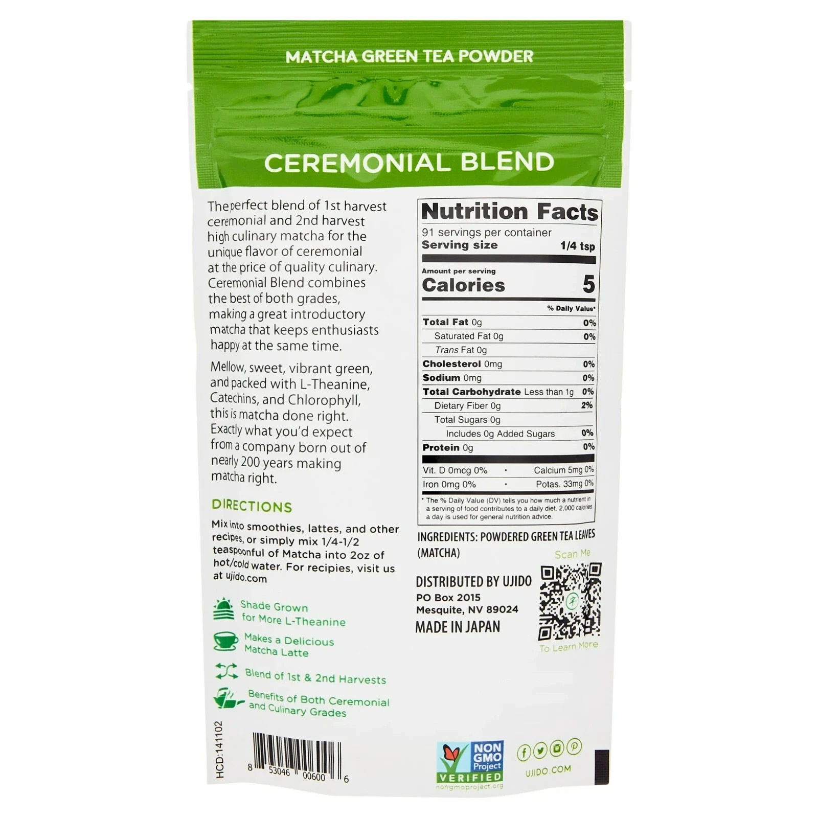 Ujido The Path of Zen Japanese Matcha Green Tea Powder Ceremonial Blend (4 OZ)