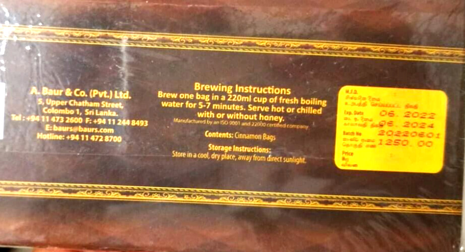 Ceylon Cinnamon Tea 25 Bags – Pure Organic Herbal Drink (Balance Blood Sugar)