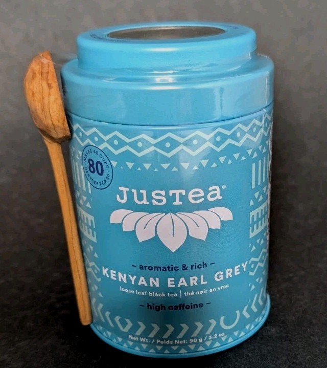 Justea Kenyan Earl Grey Loose Leaf Black Tea 3.2 Oz Premium Quality Drink