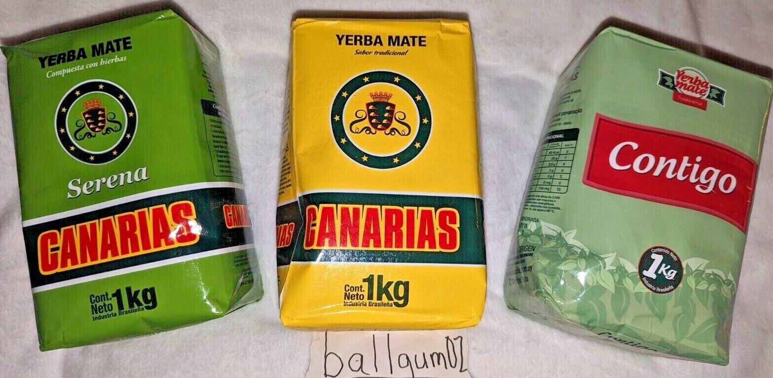 Yerba Mate Tea – Canarias (Traditional & Serena), & Contigo – 1kg kilos Caffeine