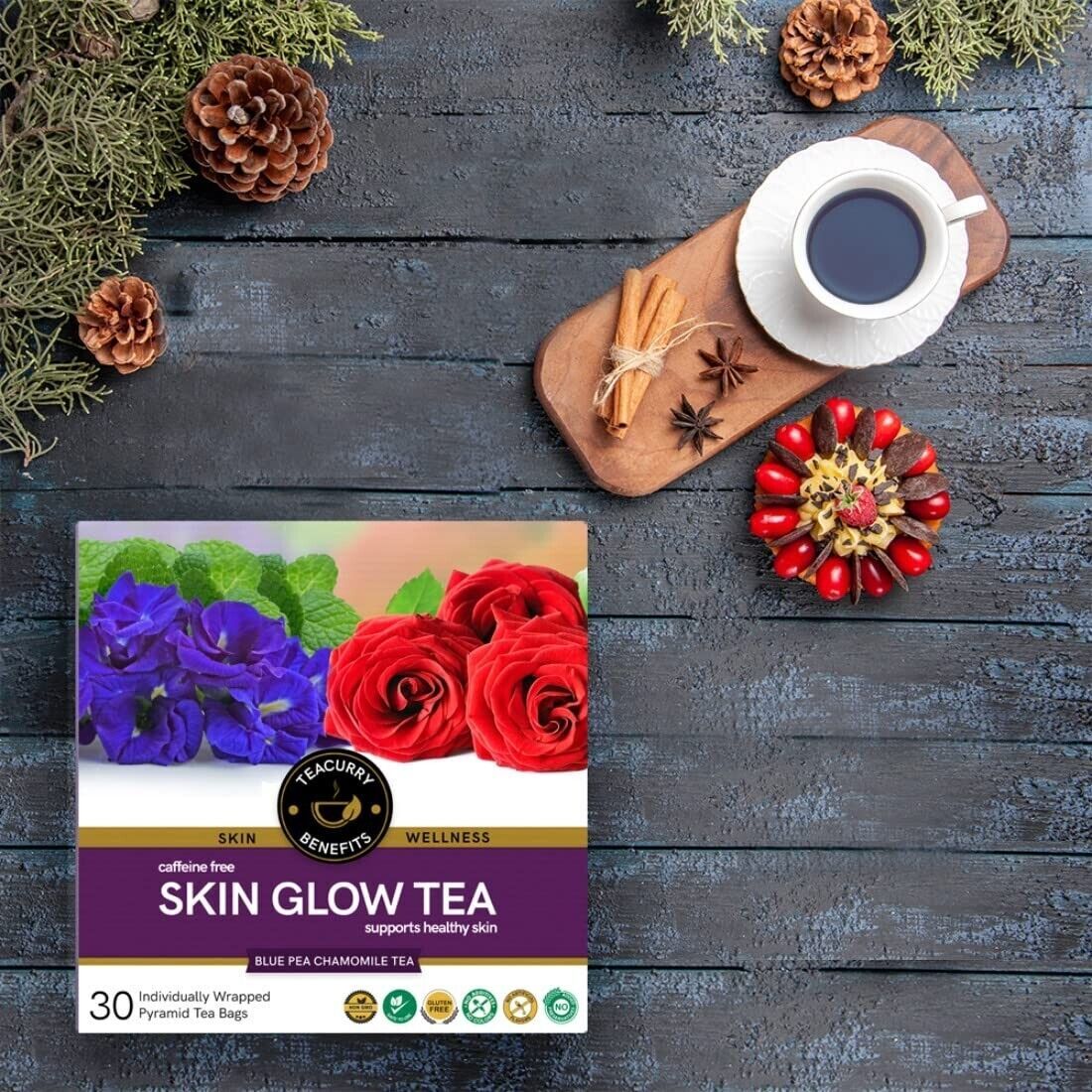 TEACURRY Skin Glow Tea (30 Tea Bags) Help In Skin Shine, Moisturized Skin