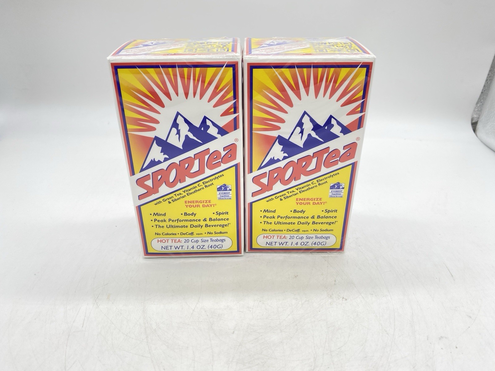 SPORTea Hot Tea – 20 Cup Size Teabags 1.4 oz – Energizing 2 Boxes BB:04/28