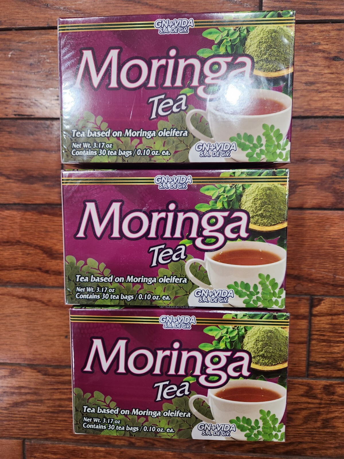 3 GN+VIDA MORINGA TEA CONTAINS 30 TEA BAGS EACH 04/2029 SEALED MADE IN MEXICO