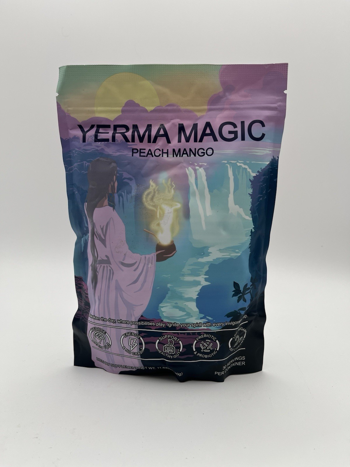 Yerma Magic Yerba Mate Instant Tea Powder – Peach Mango Flavor – 30 Servings