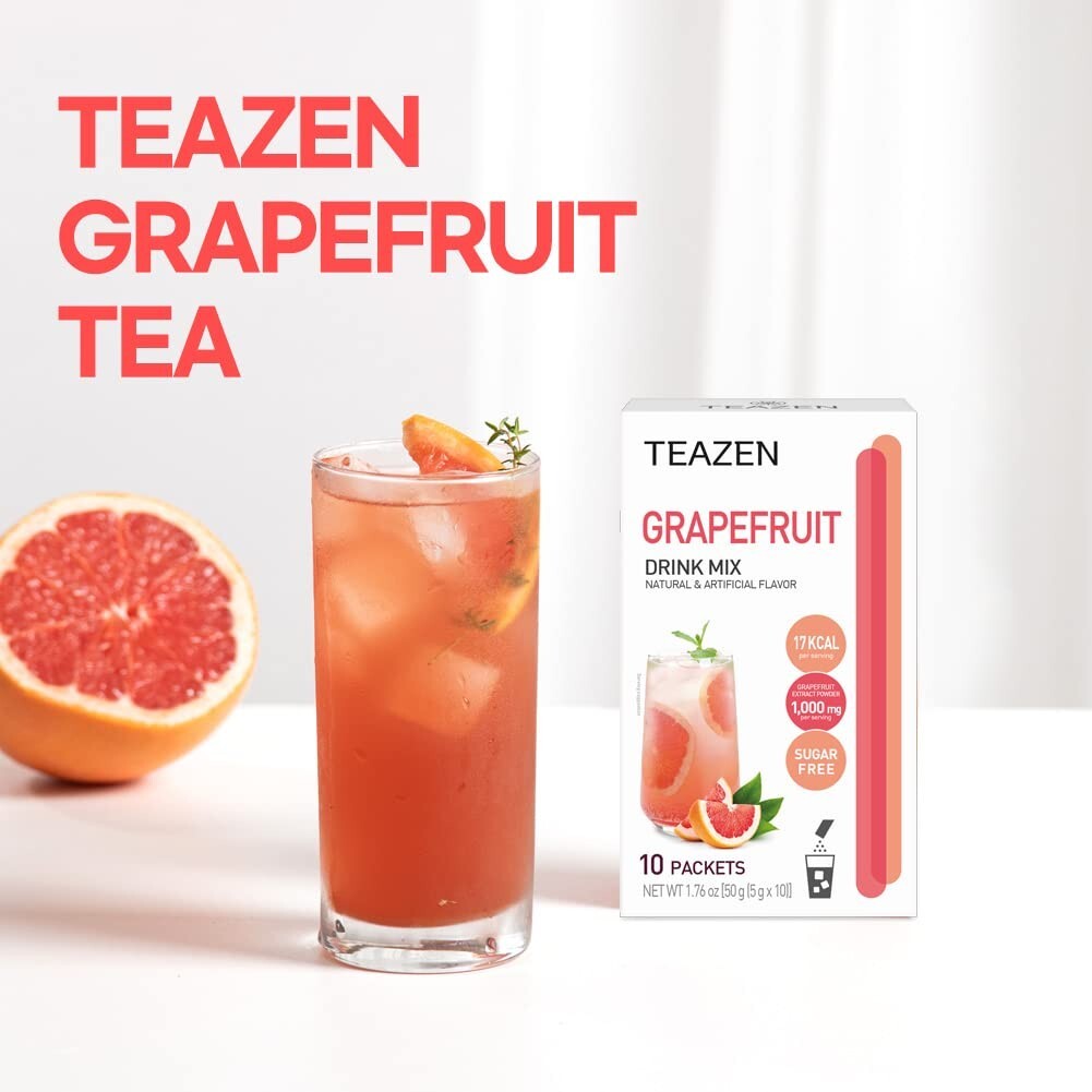 Portable Grapefruit Tea Stick Mix with Green Tea and Hibiscus – Refreshing Blend