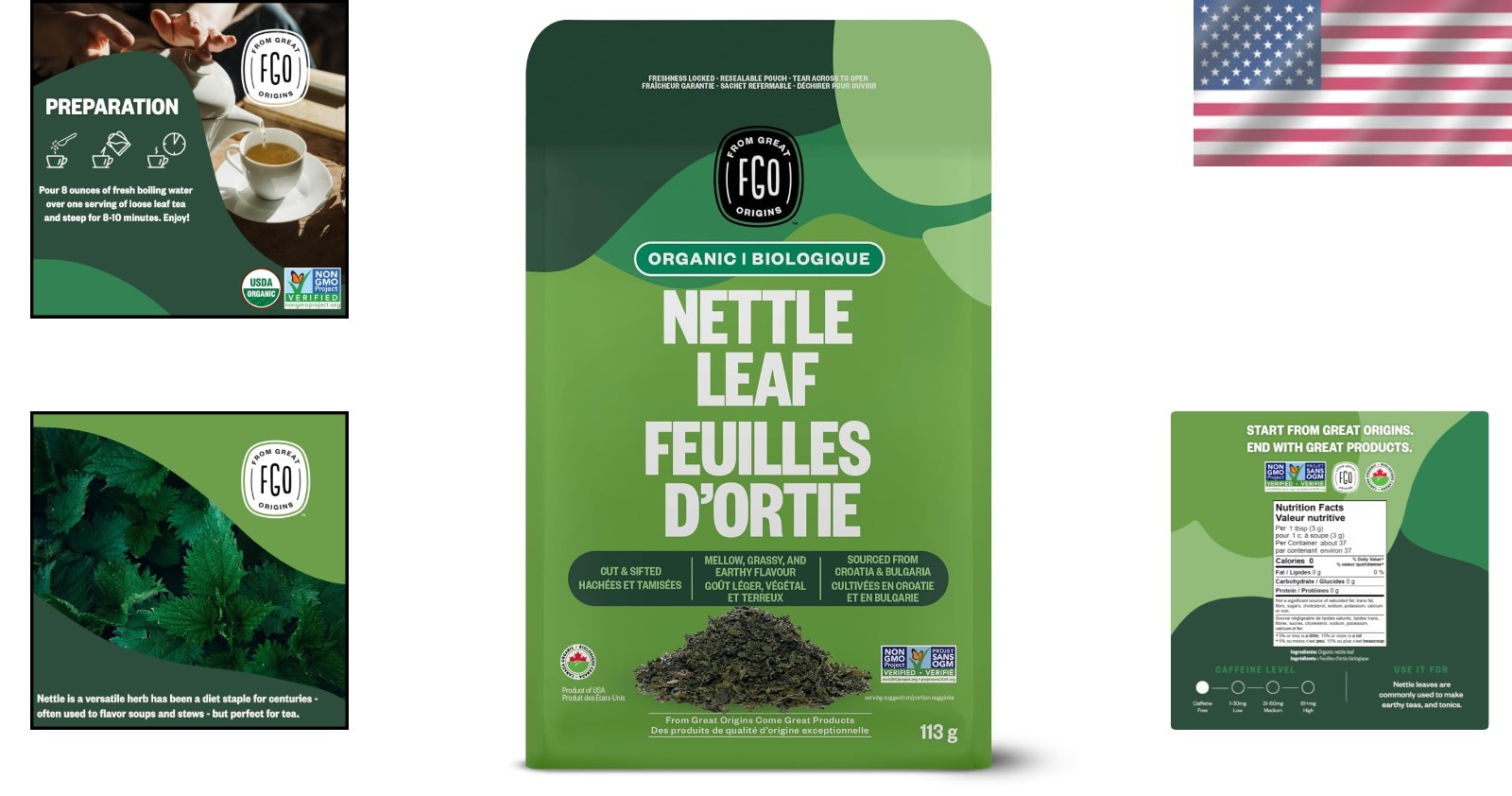 Caffeine-Free Organic Nettle Leaf Tea, 4oz Resealable Bag – Immune Support