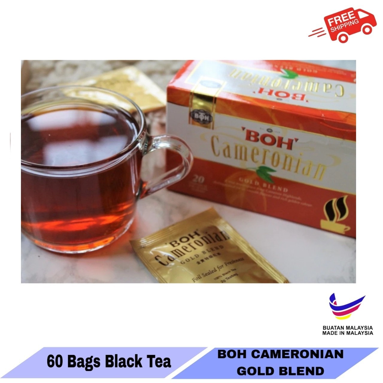 Cameronian Gold Blend Tea 60 teabags BOH Plantation Cameron Malaysia FREE SHIP