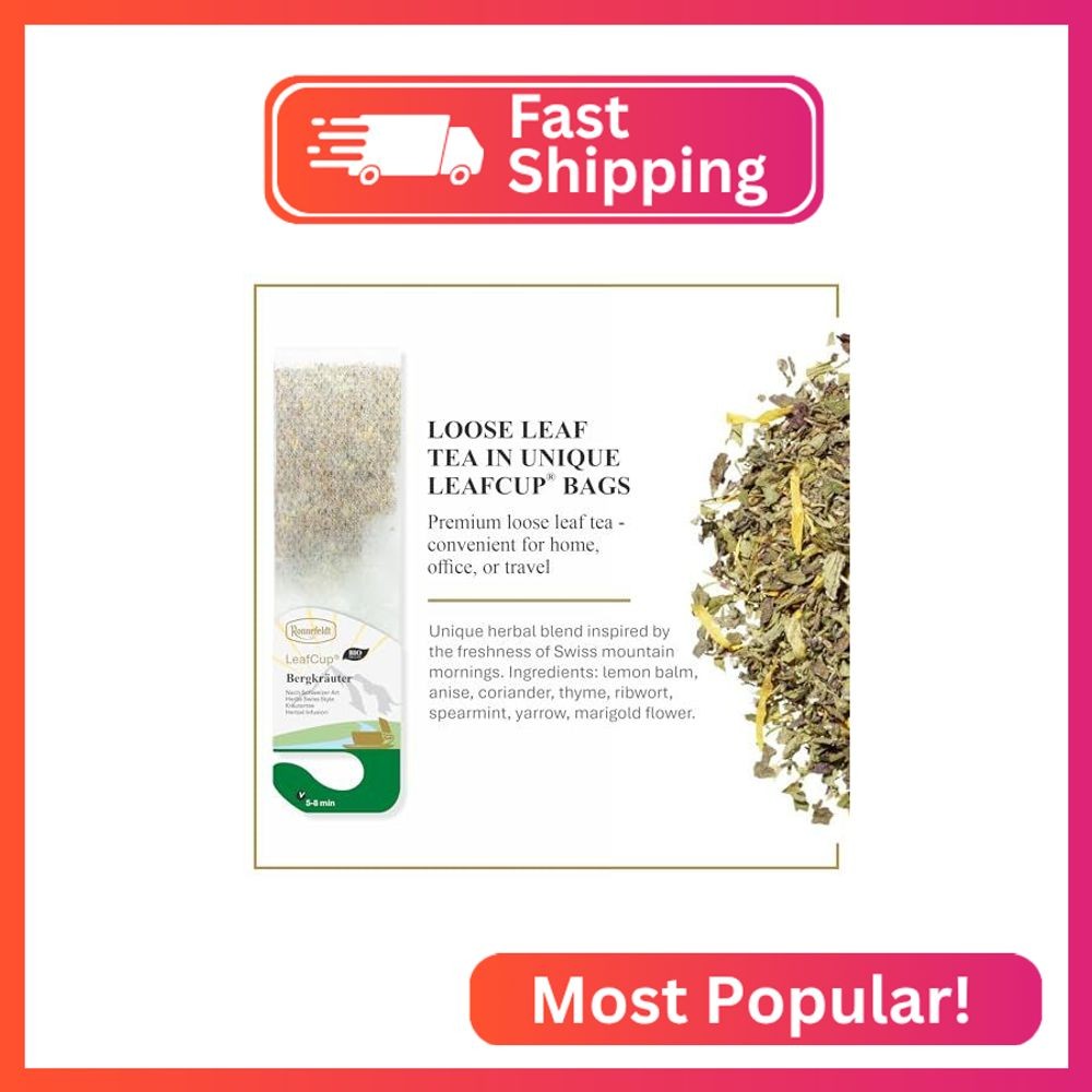Ronnefeldt LeafCup Bergkräuter – Swiss-Style Herbal Tea with Lemon Balm, Anise &