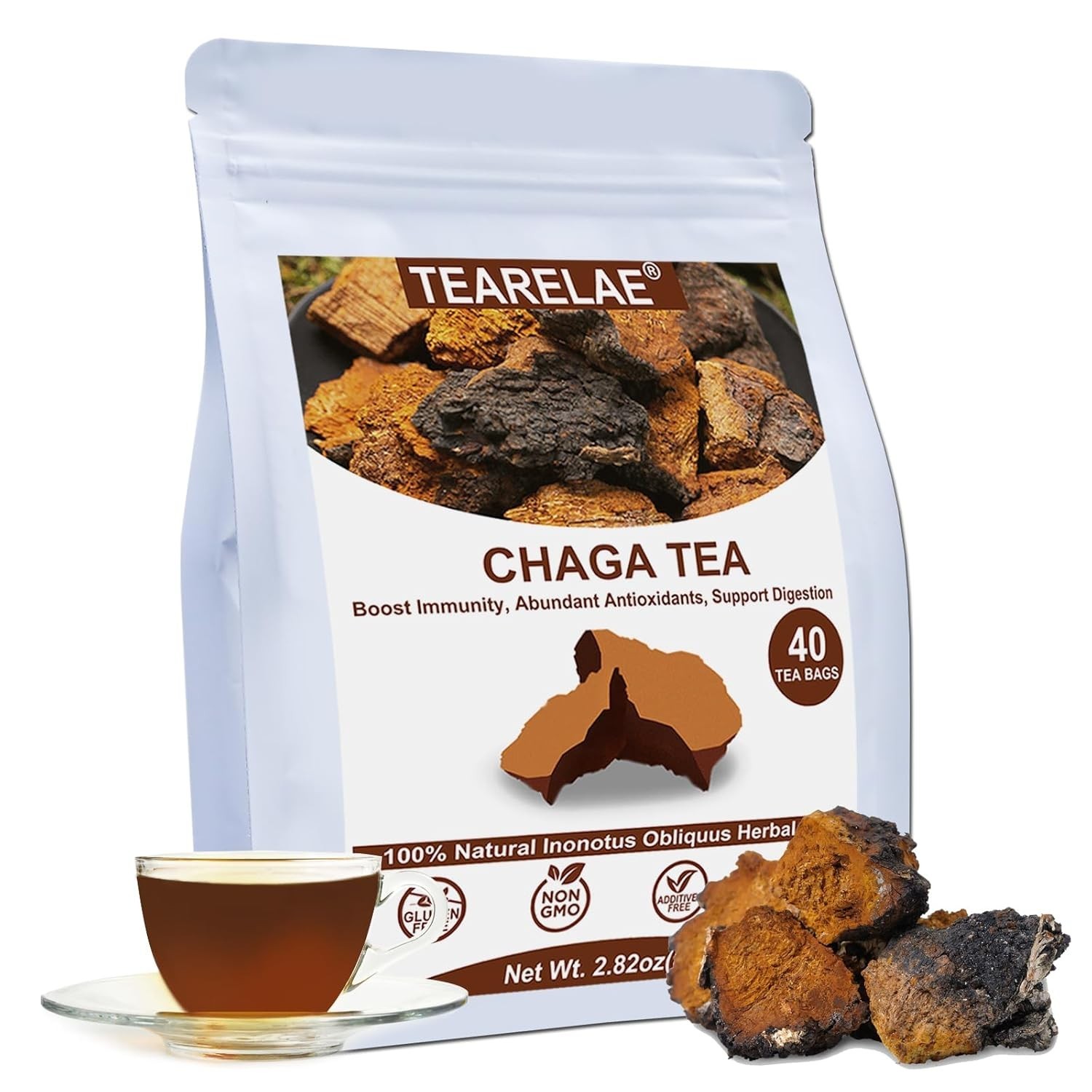 Chaga Tea – 2g x 40 Count – Wild Harvest from Siberia – 100% Pure Natural Cha…