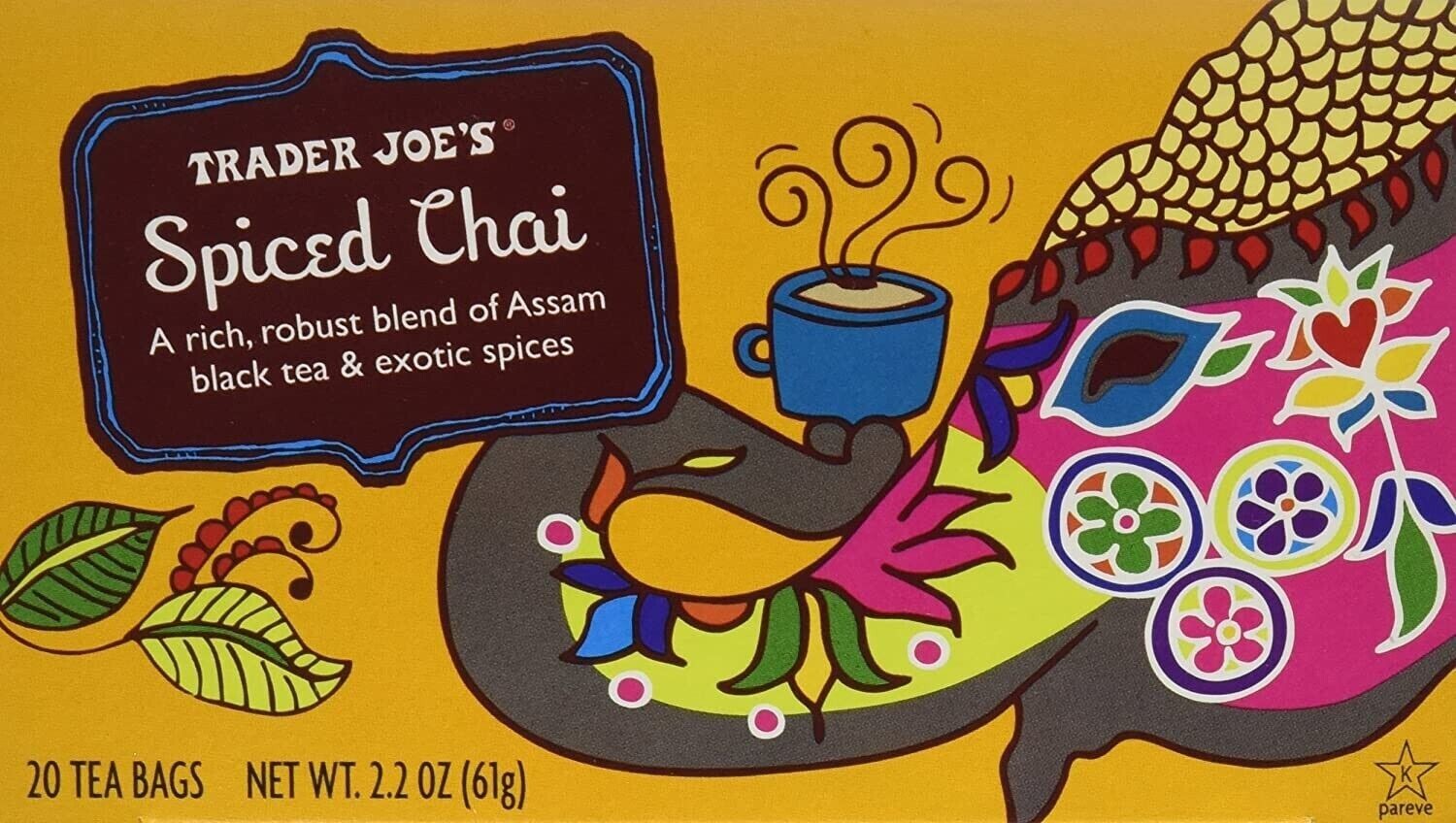 3 Packs Trader Joe’s Spiced Chai Black Tea 20 Tea Bags 2.2 oz Each Pack = 60 ct
