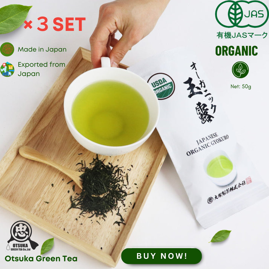[3 Packs] Otsuka Japanese Organic Gyokuro Loose Leaf Tea – Total 150g – Shade-Gr