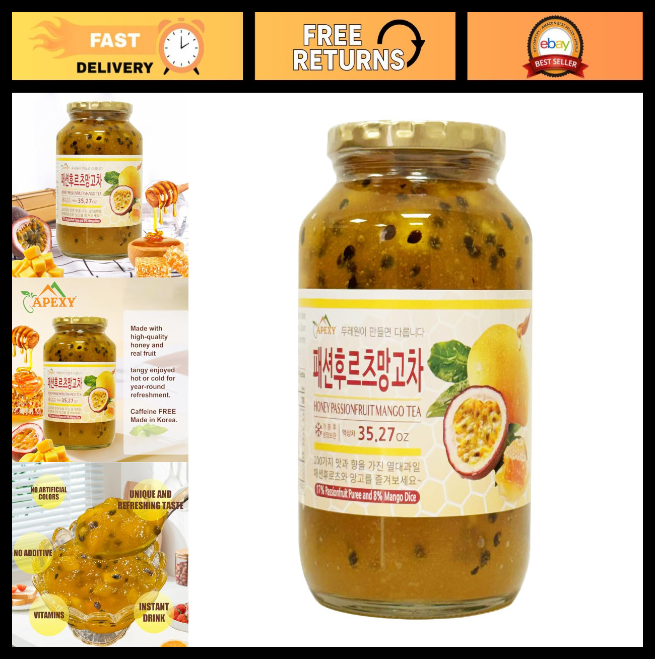 Tropical Passionfruit Mango Tea – Real Fruit, No Artificial Colors, 35.27oz – Sm