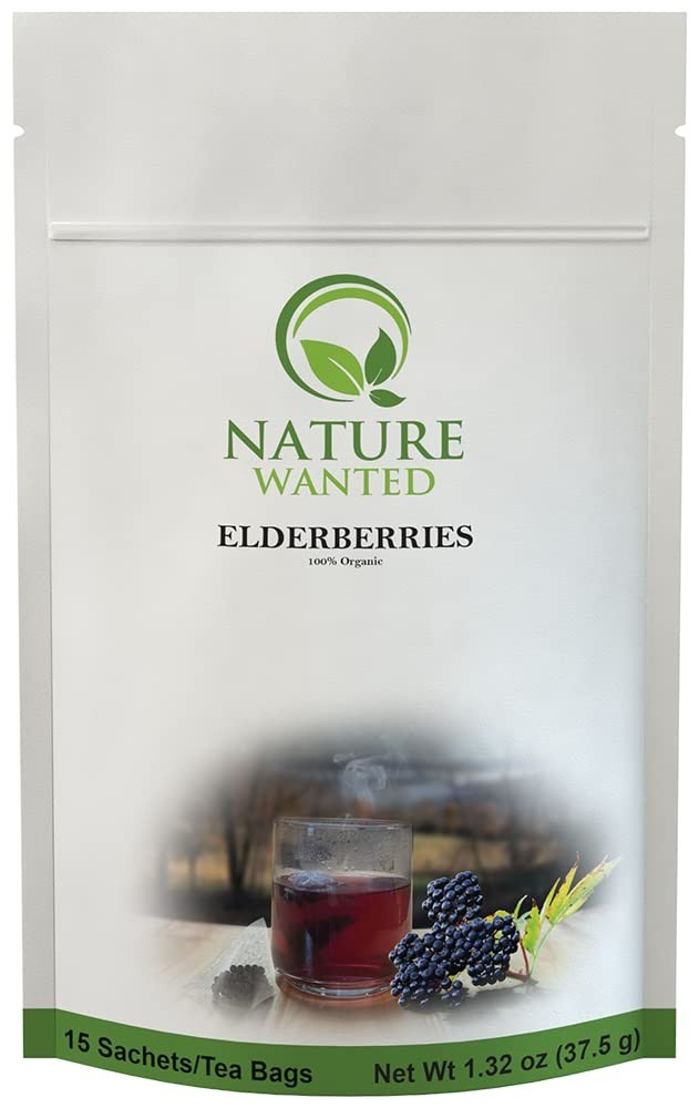 Organic Elderberry Tea 15 ct – Decaffeinated & Mildly Sweet with Eco Pouch