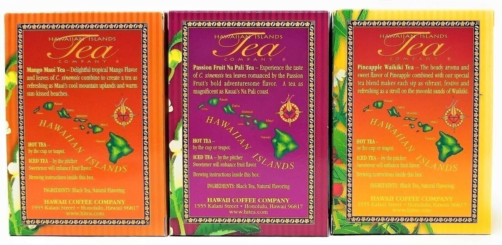 Tropical Tea Gift Set, Mango, Passion Fruit, Pineapple, 60 Tea Bags, 3 Boxes