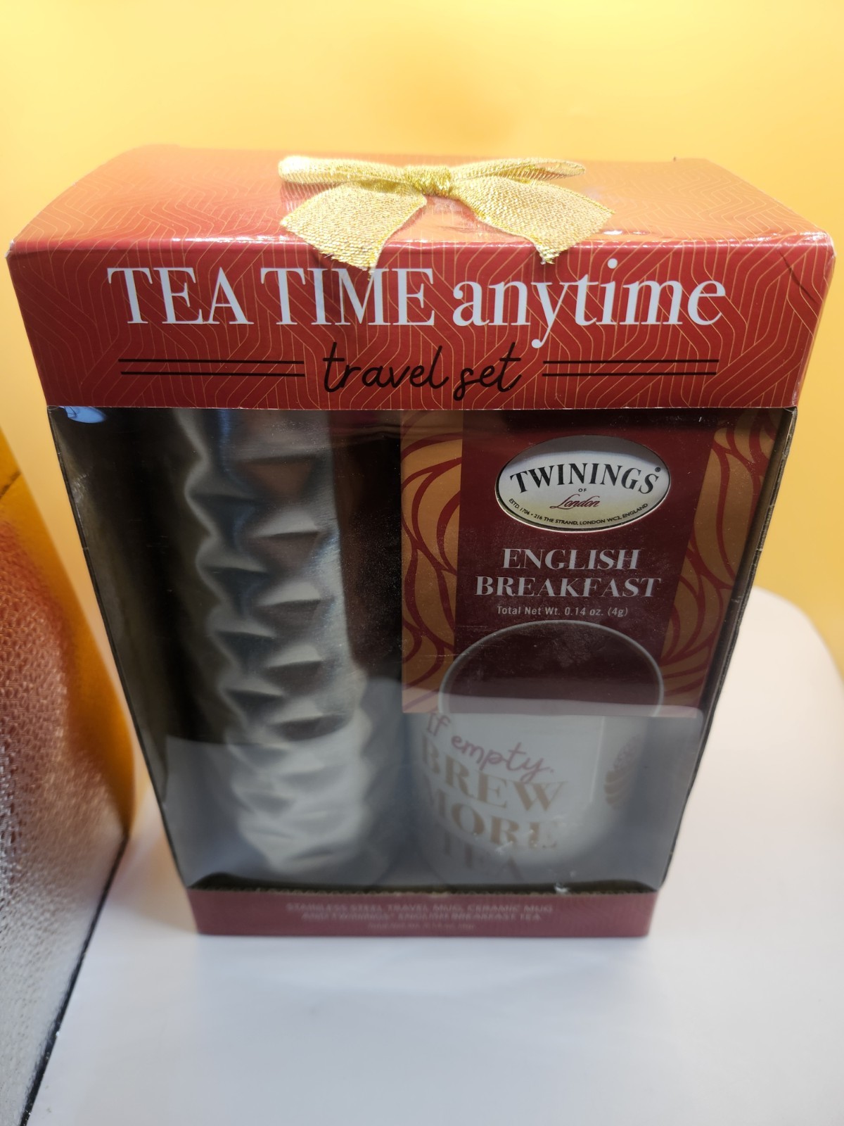 Twinings Tea Time Anytime Travel Set Stainless Steel Tumbler Ceramic Mug Tea