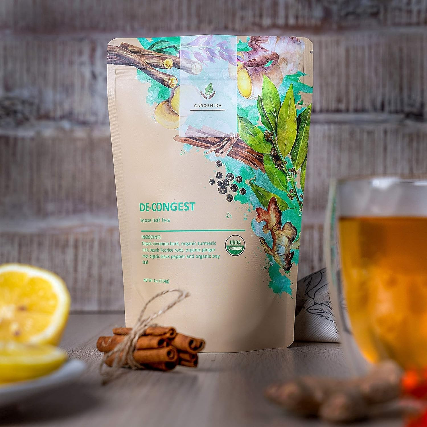 Gardenika Organic Decongest Loose Leaf Tea, Herbal, Caffeine-Free, KSA Kosher, A