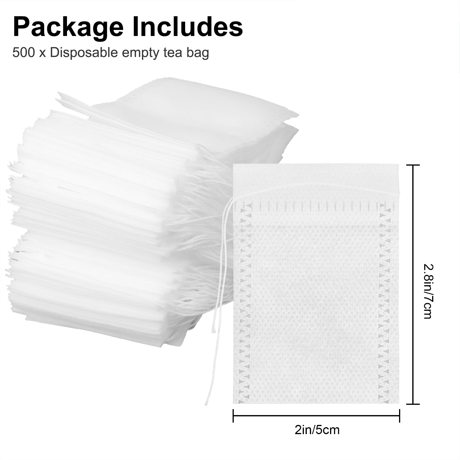 500pcs Disposable Empty Tea Bag Drawstring Seal Teabags Loose Leaf Tea Filters